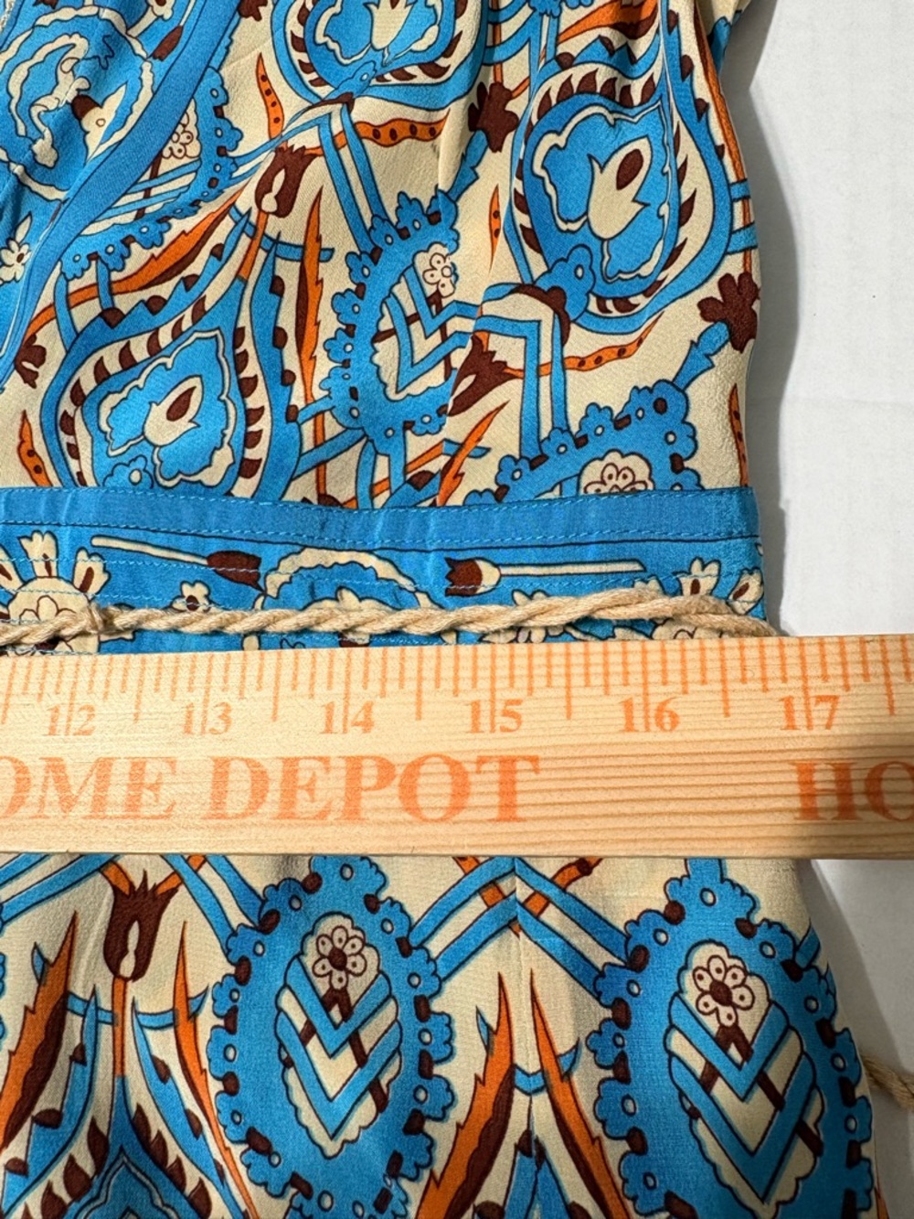 Plenty by Tracy Reese  Silk Turquoise Printed V-Neck Midi Wrap Dress w Rope Tie - Picture 11 of 15